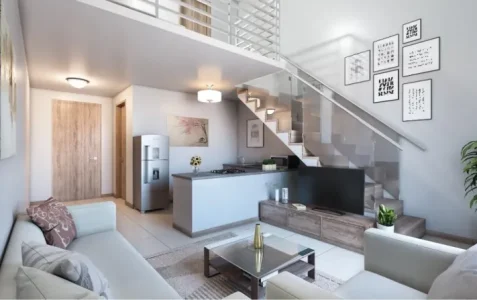 1 bed Loft-Lounge and kitchen